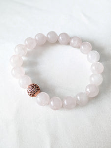 Chunky Rose Quartz & Rose Gold Sparkle Bead