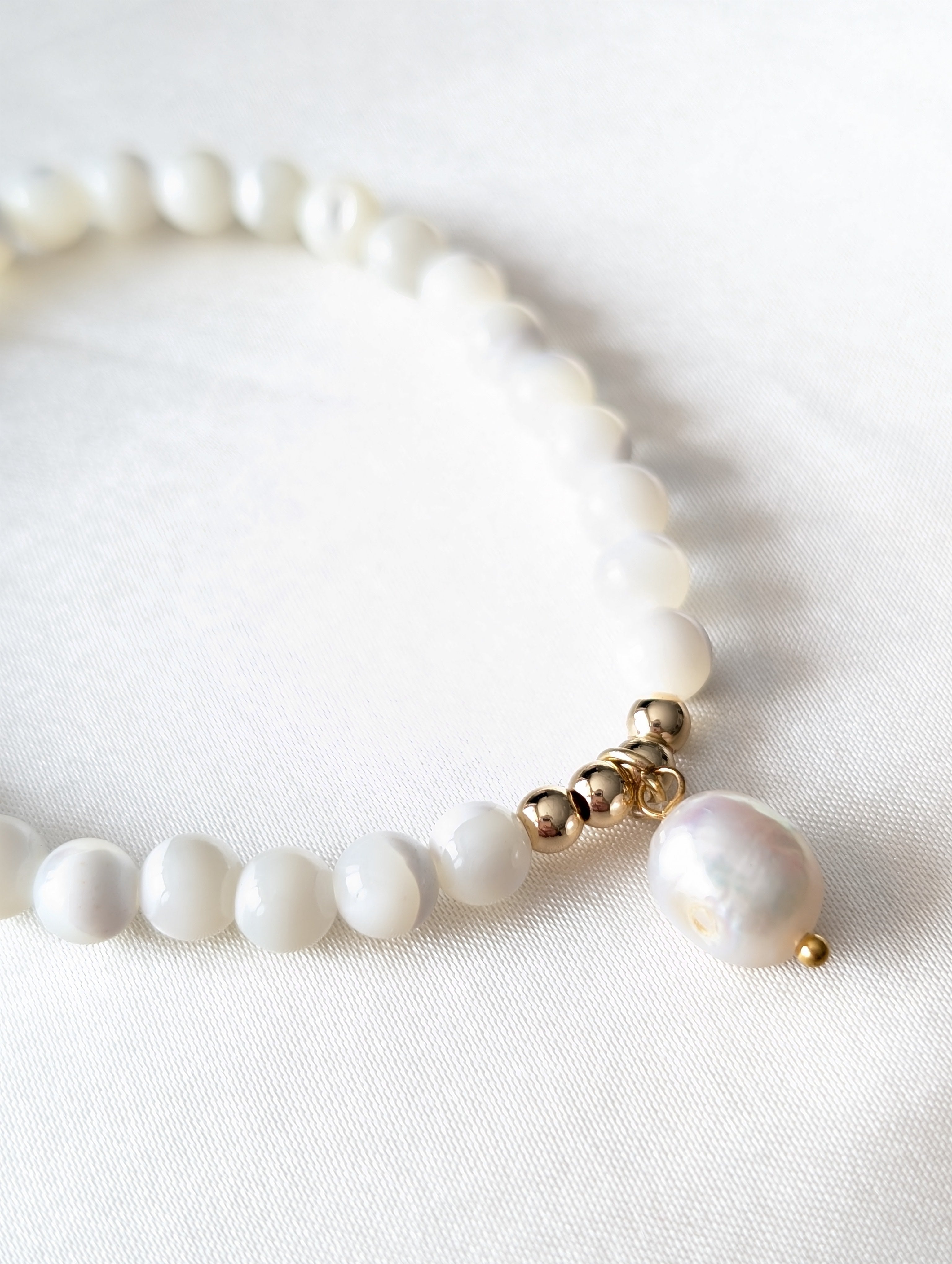 Fresh Water Pearl & Mother of Pearl 18k gold filled beads