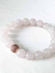 Chunky Rose Quartz & Rose Gold Sparkle Bead