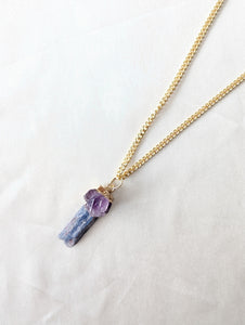 Kyanite, Amethyst Pendant Necklace